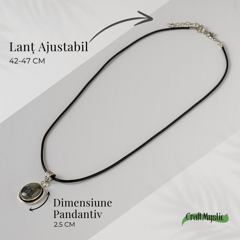 Colier ajustabil cu pandantiv oval din Labradorit Natural – Intuitie si Protectie Energetica