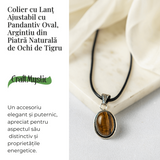 Colier cu pandantiv oval din Ochi de Tigru Natural – Protectie si Curaj