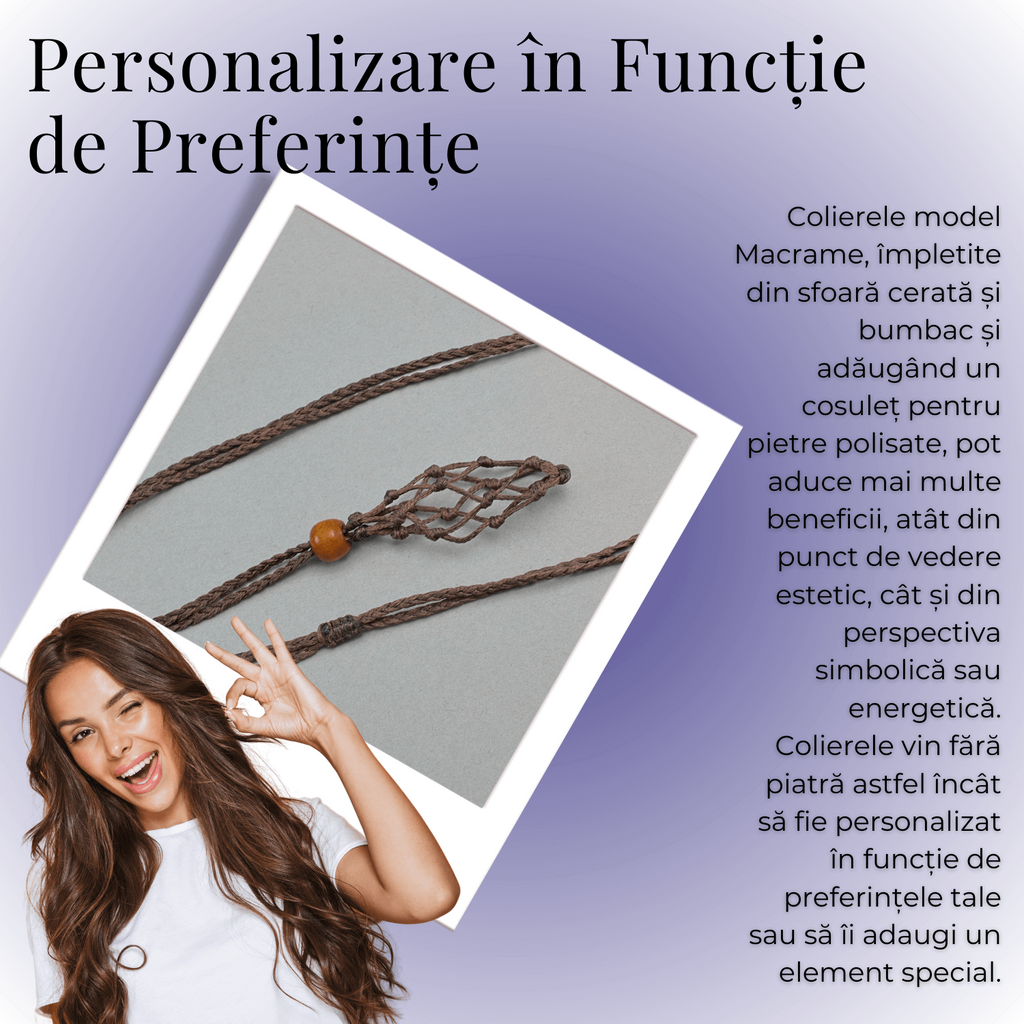 Colier Reglabil Maro Model Macrame din bumbac