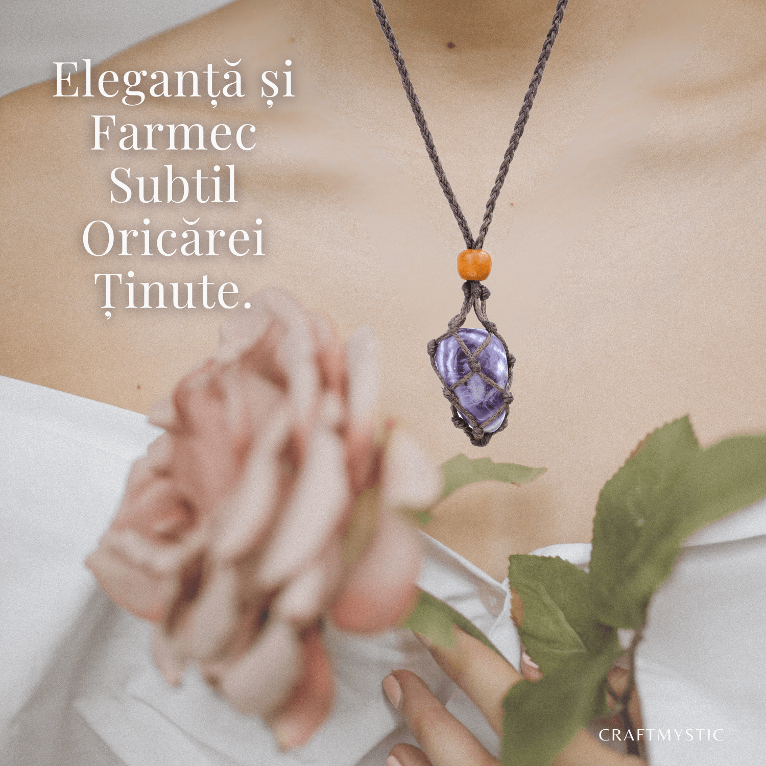 Colier Reglabil Maro Model Macrame din bumbac