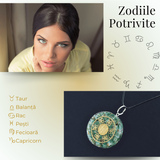 Colier ajustabil cu pandantiv rotund Zibu Jad Verde - Noroc si Armonie