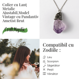 Colier vintage varf Ametist Brut – Claritate Mentala si Protectie