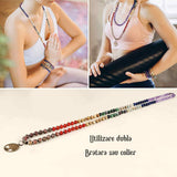 Colier Mala realizat manual cu dubla utilizare si 108 margele naturale semipretioase 7 chakre - Pentru Yoga, Meditatie