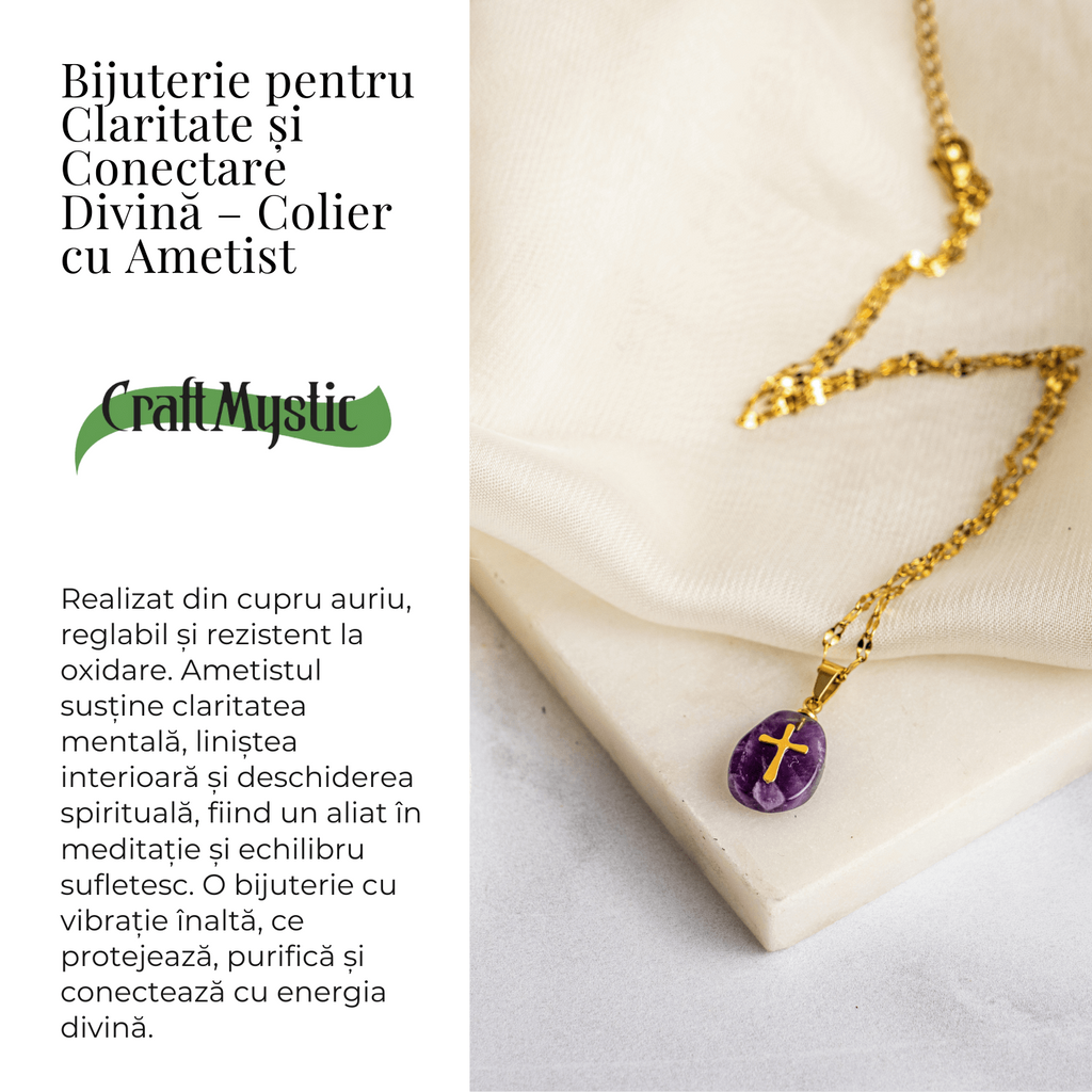 Bijuterie pentru Claritate si Conectare Divina – Colier Cruce cu Ametist