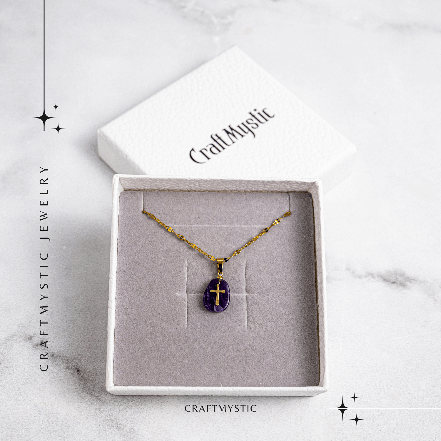 Bijuterie pentru Claritate si Conectare Divina – Colier Cruce cu Ametist