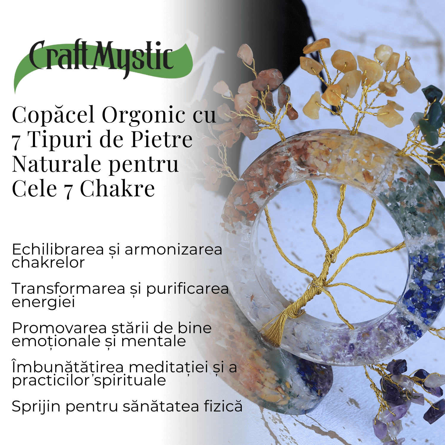Copacel Orgonic Cu 7 Tipuri De Pietre Naturale