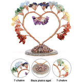 Copac pietre semipretioase 7 chakra in forma de inima – Decor cristal feng shui, accesorii premium pentru birou