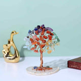 Mini Copacel pietre semipretioase 7 chakra pe felie de agat – decor cristal feng shui, accesorii pentru birou, cristale pentru meditatie