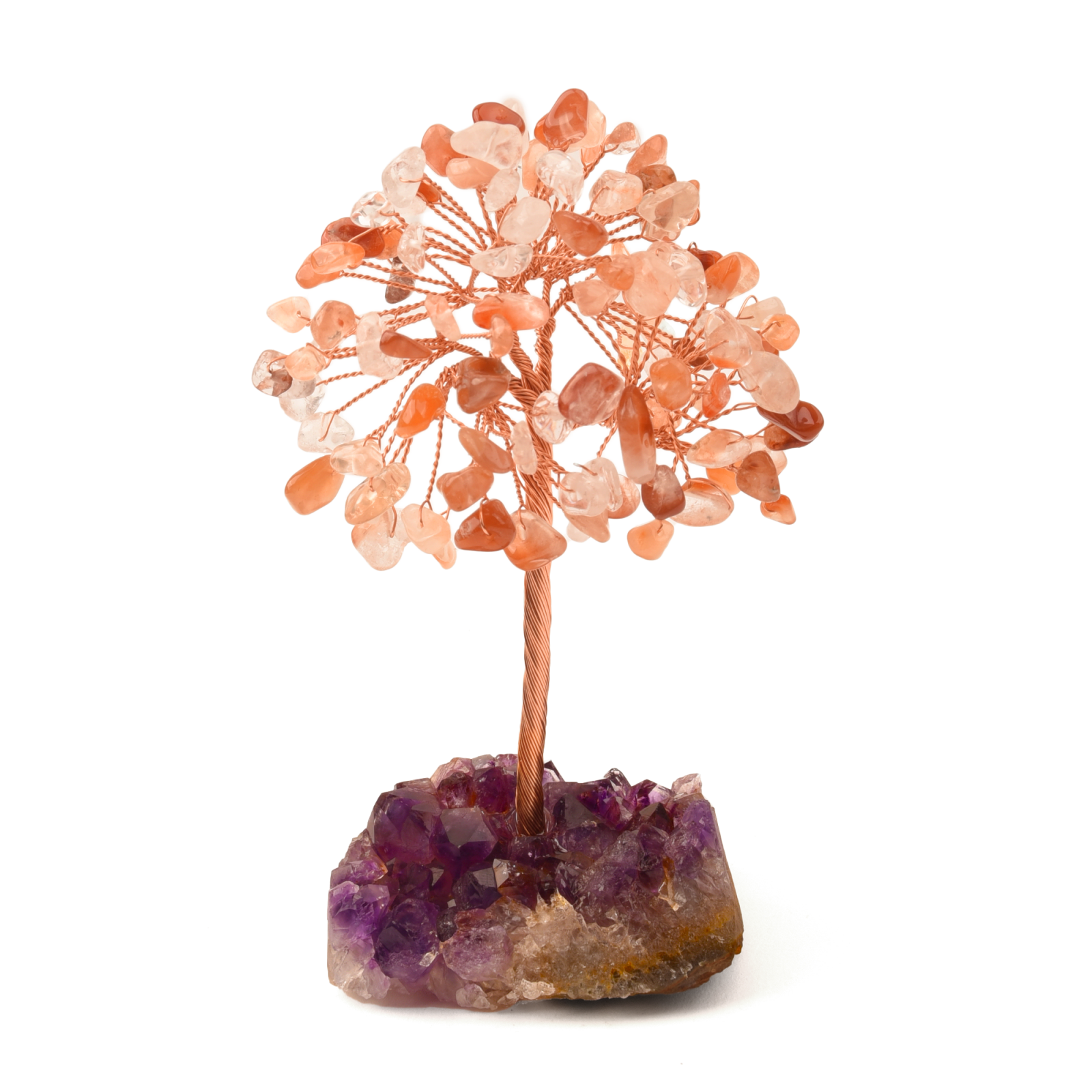 Copacel 12-13 cm cu 108 pietre naturale semipretioase Agat Rosu pe baza de Ametist cluster