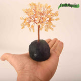 Copacel 12 cm din cristale semipretioase Citrin si baza de Fluorit - Aduce prosperitate, succes, echilibru mental