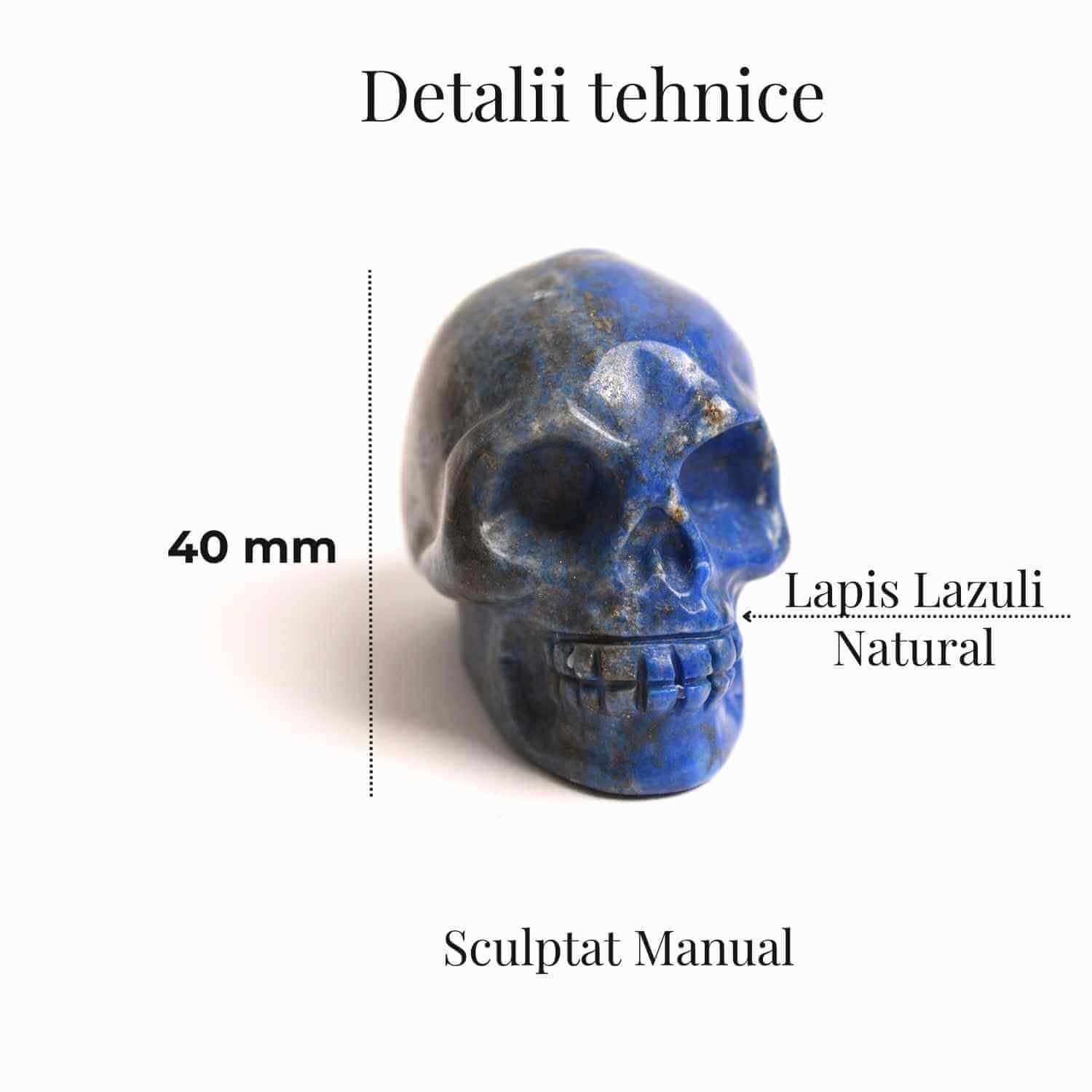 Craniu Sculptat Manual din Lapis Lazuli - Claritate si Protectie