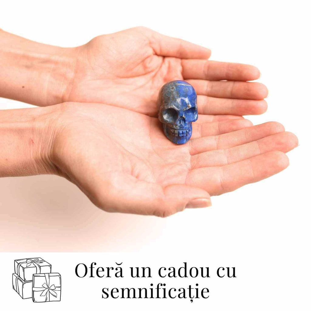 Craniu Sculptat Manual din Lapis Lazuli - Claritate si Protectie