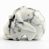 Craniu 5 cm sculptat manual din cristal de Turcoaz Alb piatra semipretioasa vindecatoare Figurina artistica pentru decor de Halloween, decoratiune pentru biroul de acasa