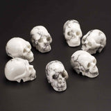 Craniu 5 cm sculptat manual din cristal de Turcoaz Alb piatra semipretioasa vindecatoare Figurina artistica pentru decor de Halloween, decoratiune pentru biroul de acasa