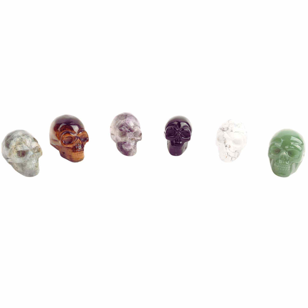Craniu 5 cm sculptat manual din cristal de Turcoaz Alb piatra semipretioasa vindecatoare Figurina artistica pentru decor de Halloween, decoratiune pentru biroul de acasa