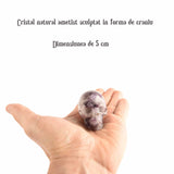 Craniu 5 cm sculptat manual din cristal de Ametist piatra semipretioasa vindecatoare Figurina artistica pentru decor de Halloween, decoratiune pentru biroul de acasa