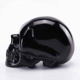 Craniu 5 cm sculptat manual din cristal de Obsidian piatra semipretioasa vindecatoare Figurina artistica pentru decor de Halloween, decoratiune pentru biroul de acasa