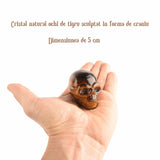 Craniu 5 cm sculptat manual din cristal de Ochi de tigru piatra semipretioasa vindecatoare Figurină artistica pentru decor de Halloween, decoraratiune pentru biroul de acasa