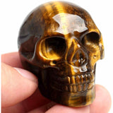 Craniu 5 cm sculptat manual din cristal de Ochi de tigru piatra semipretioasa vindecatoare Figurină artistica pentru decor de Halloween, decoraratiune pentru biroul de acasa