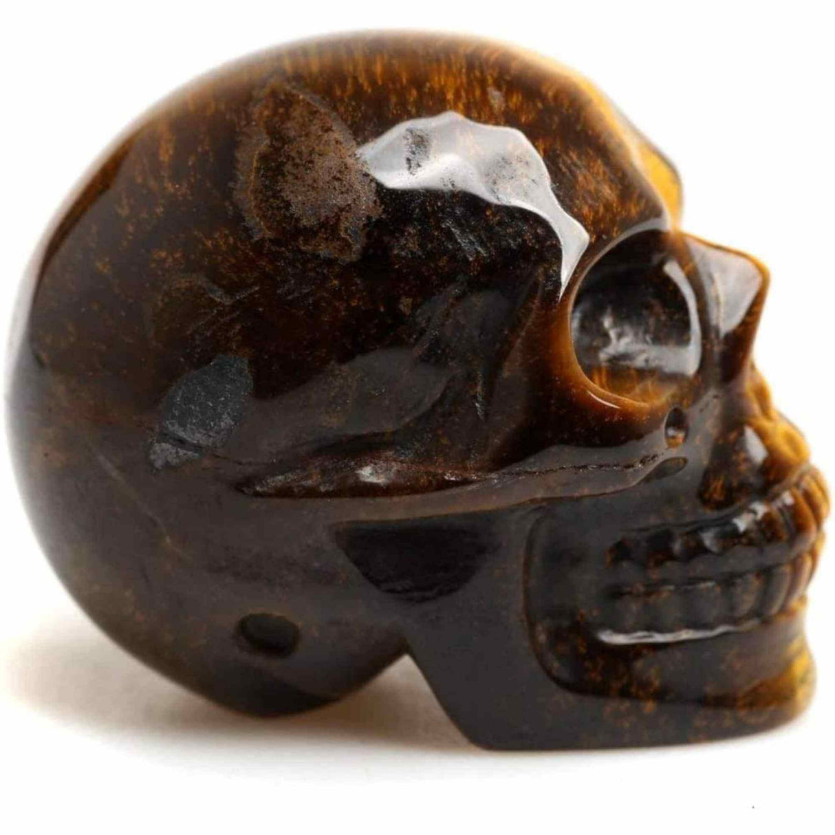 Craniu 5 cm sculptat manual din cristal de Ochi de tigru piatra semipretioasa vindecatoare Figurină artistica pentru decor de Halloween, decoraratiune pentru biroul de acasa