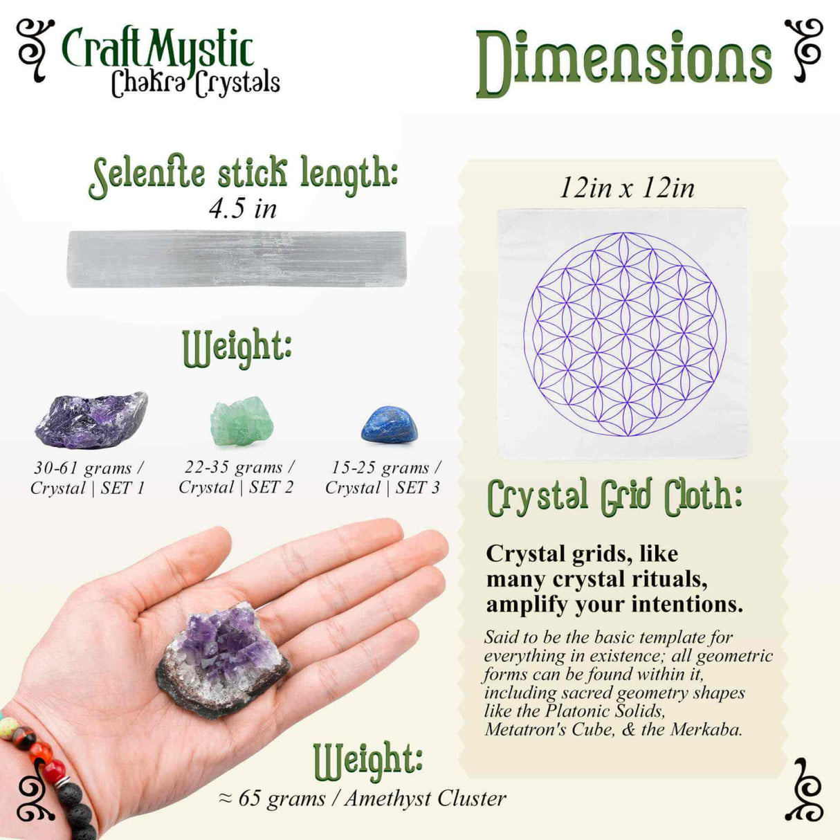 Cristale Naturale si Pietre Naturale Vindecatoare Chakra - Set complet din 34 Piese pentru meditatie, spiritualitate - Selenit, Lapis, Citrine, Ametist