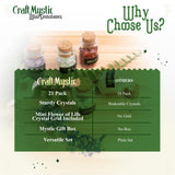 Set 21 Sticlute cu Mini Cristale si Pietre Naturale pentru Ritualuri Magice si Meditatie