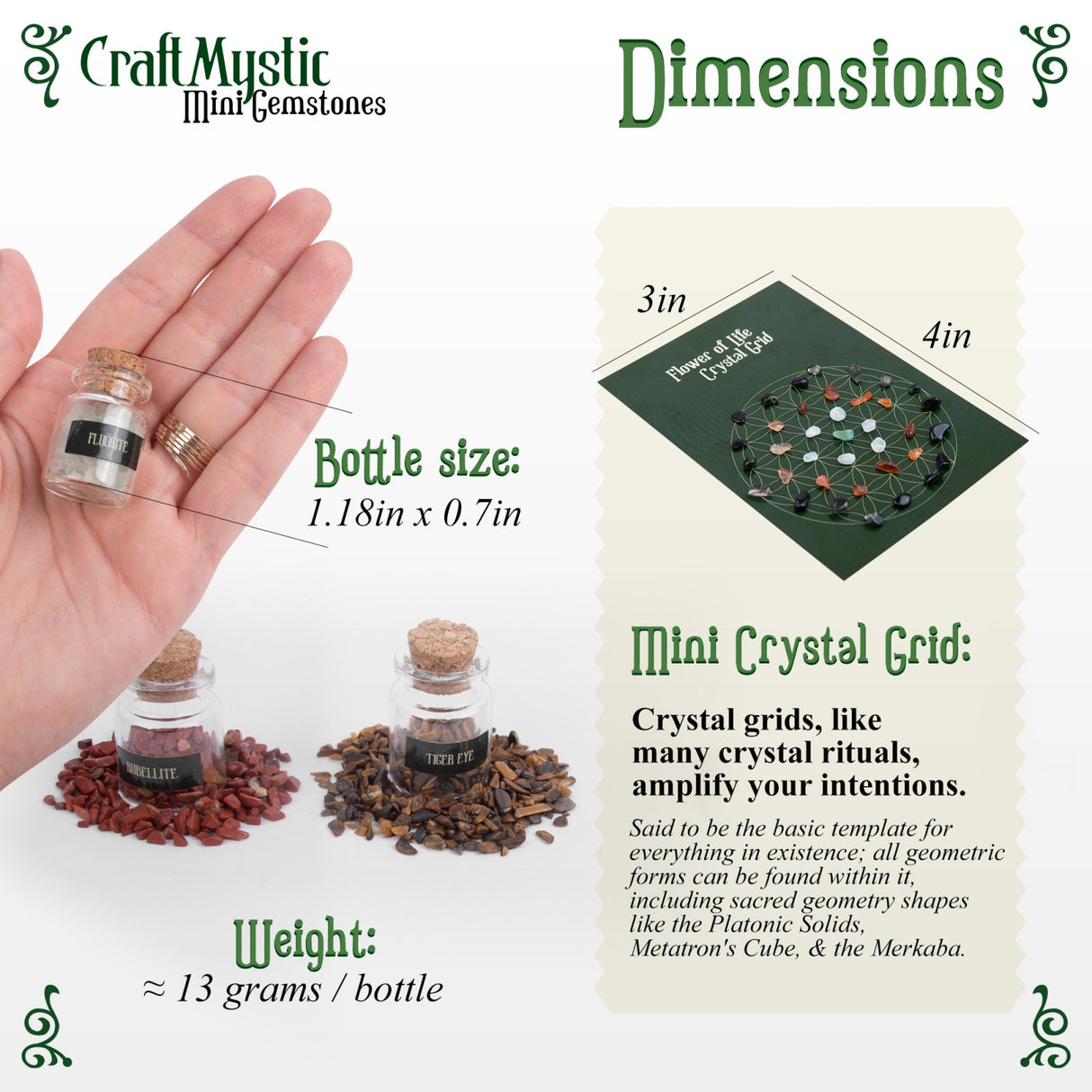 Set 21 Sticlute cu Mini Cristale si Pietre Naturale pentru Ritualuri Magice si Meditatie