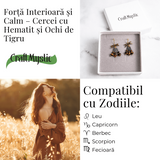 Forta Interioara si Calm – Cercei cu Hematit si Ochi de Tigru