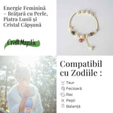 Energie Feminina– Bratara cu Perle, Piatra lunii si Cristal Capsuna