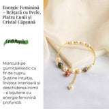 Energie Feminina– Bratara cu Perle, Piatra lunii si Cristal Capsuna