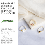 Bijuterie fina cu simbol floral – Inel cu perle si trandafir alb