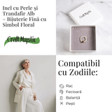 Bijuterie fina cu simbol floral – Inel cu perle si trandafir alb