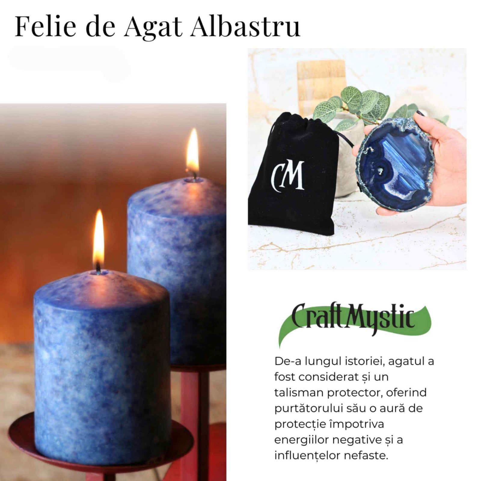 Felie de Agat Albastru in Forma Neregulata 12-14 cm
