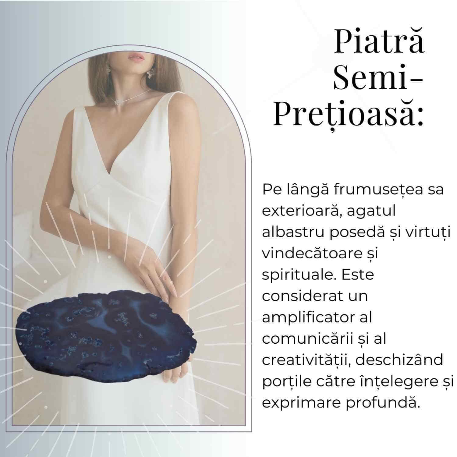 Felie de Agat Albastru 14-15 cm – Calm si Claritate Mentala
