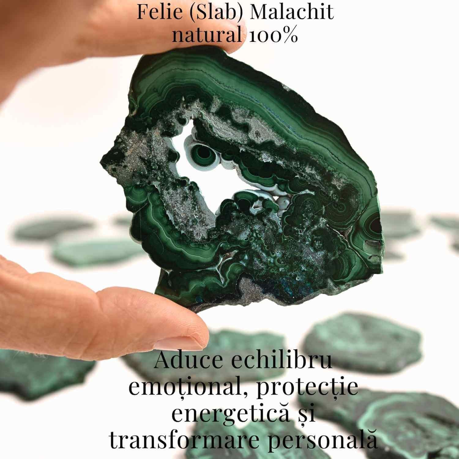 Felie Malachit Natural 5-7 cm - Vindecare si Echilibru Energetic