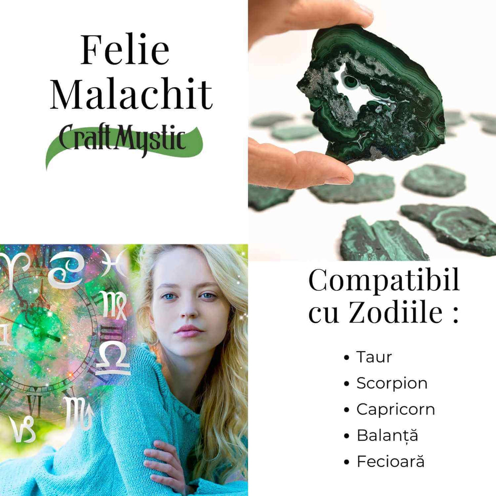 Felie Malachit Natural 5-7 cm - Vindecare si Echilibru Energetic