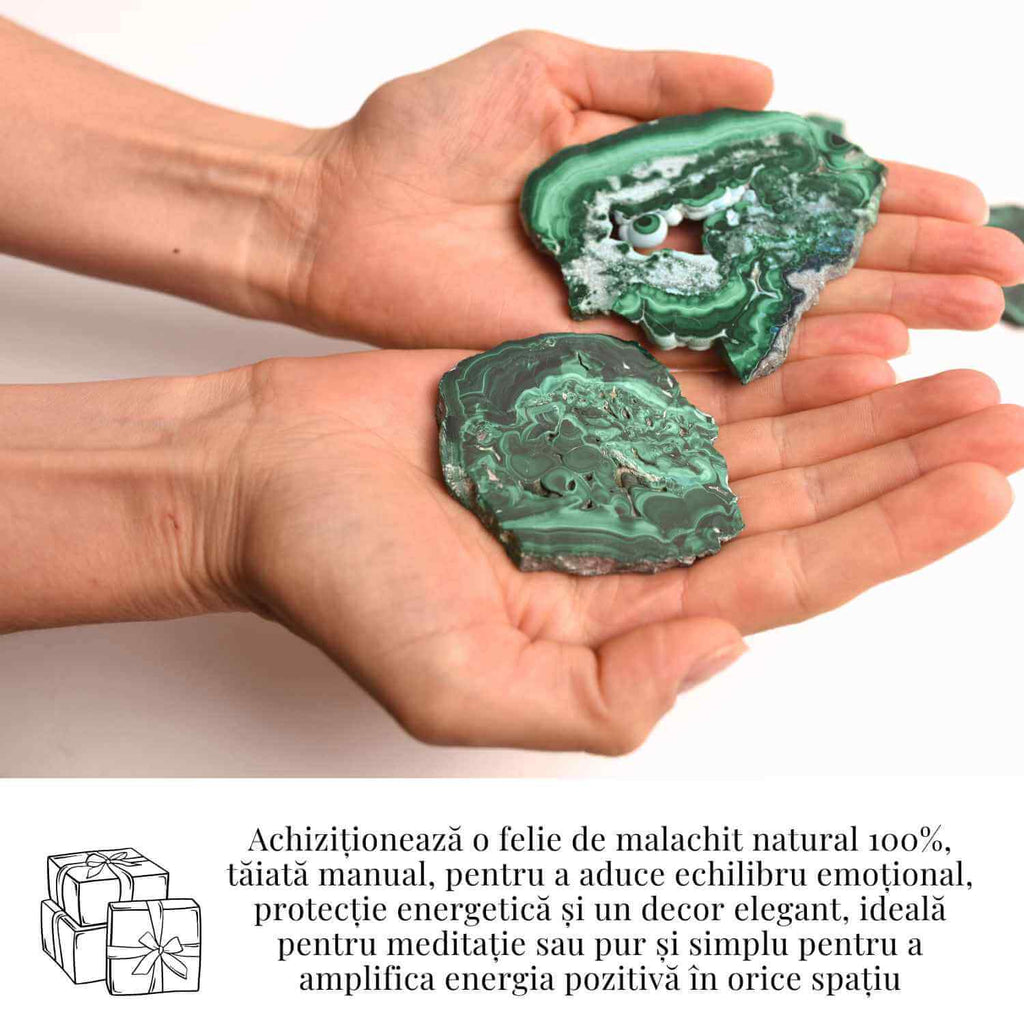 Felie Malachit Natural 5-7 cm - Vindecare si Echilibru Energetic