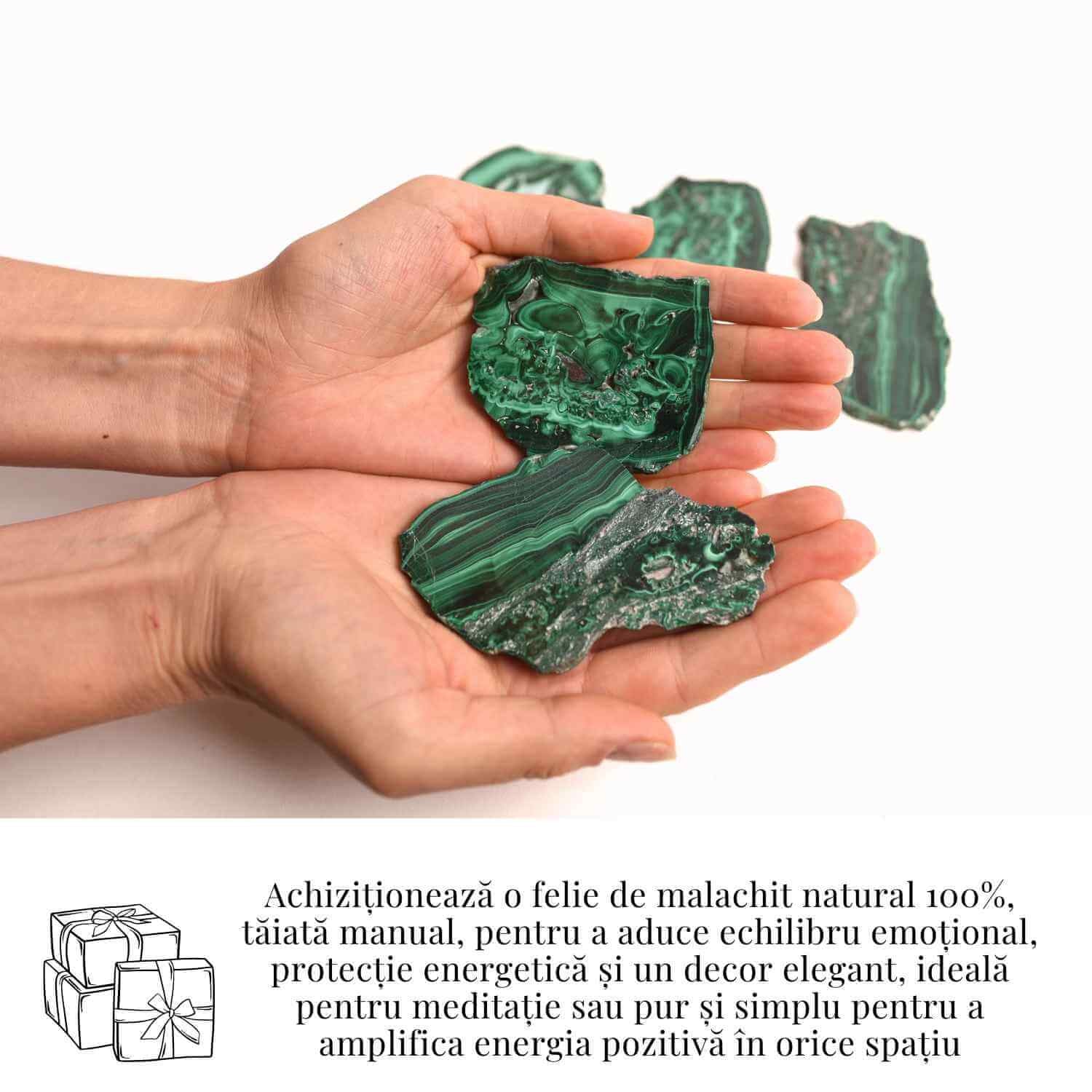 Felie Malachit Natural 7-8 cm - Vindecare si Echilibru Energetic