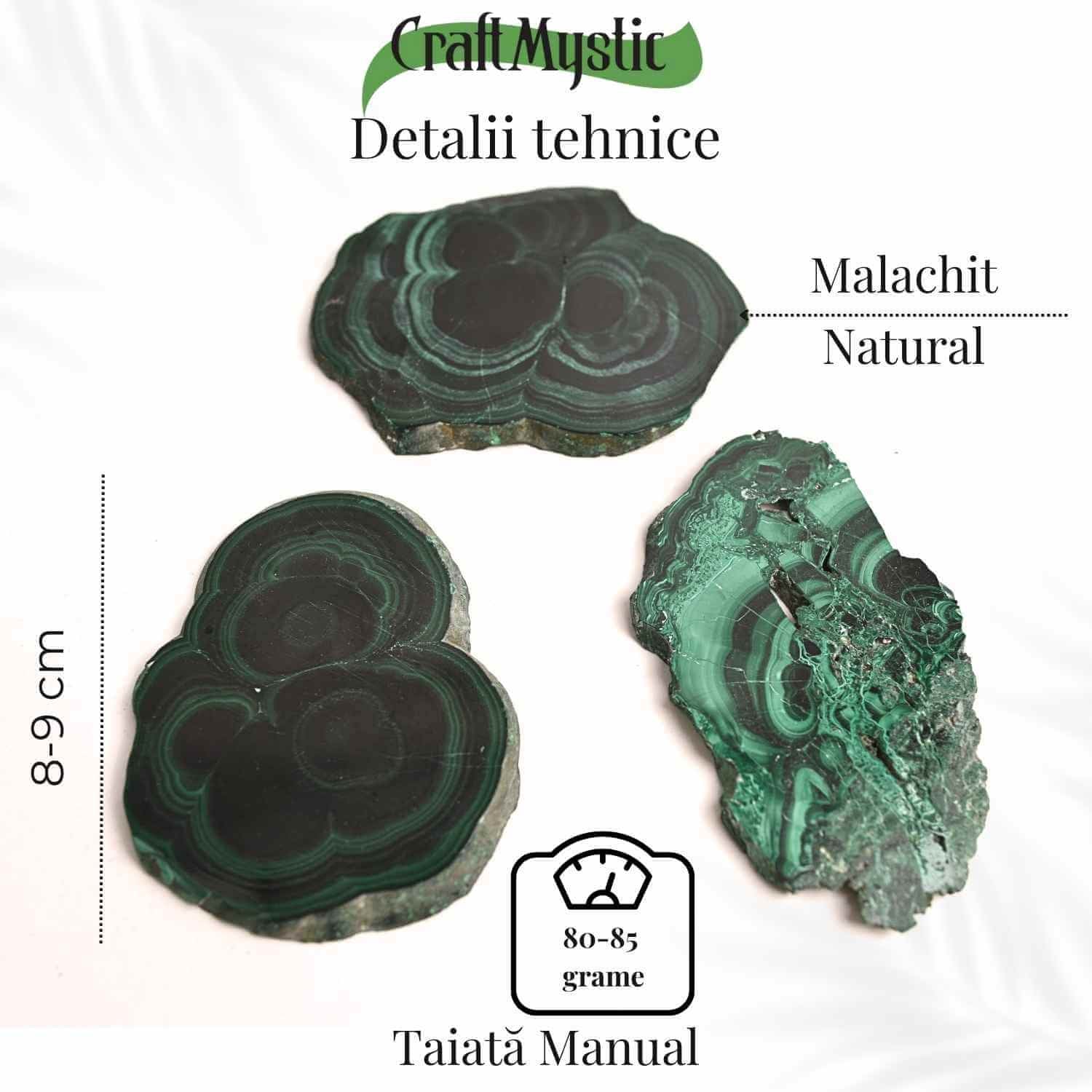 Felie Malachit Natural 8-9 cm - Vindecare si Echilibru Energetic