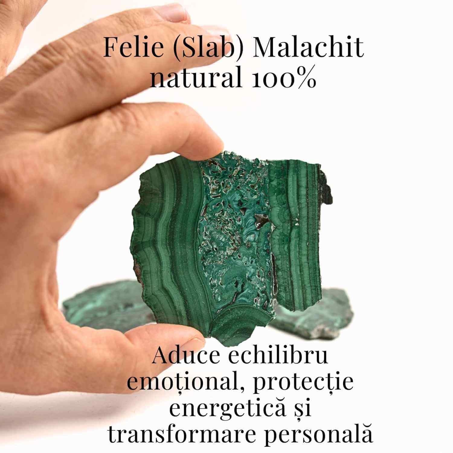 Felie Malachit Natural 9-10 cm- Vindecare si Echilibru Energetic/ Felie Malachit 9-10 cm 95-105 grame
