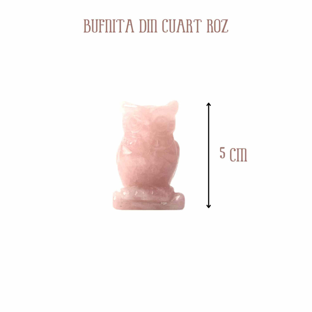 Figurina 5 cm Bufnita din cristal vindecator Cuart roz