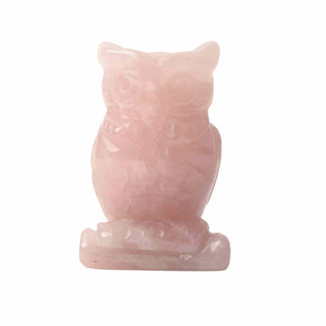 Figurina 5 cm Bufnita din cristal vindecator Cuart roz - Sculptat in forma de bufnita cu piatra vindecatoare, artizanat pentru biroul de acasa