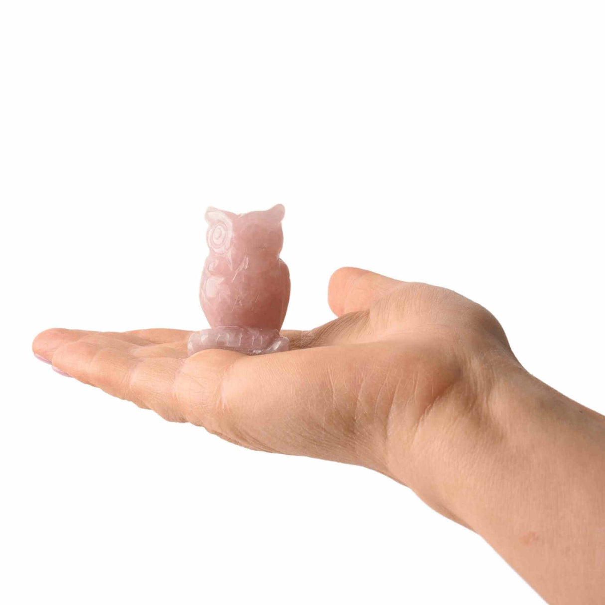 Figurina 5 cm Bufnita din cristal vindecator Cuart roz