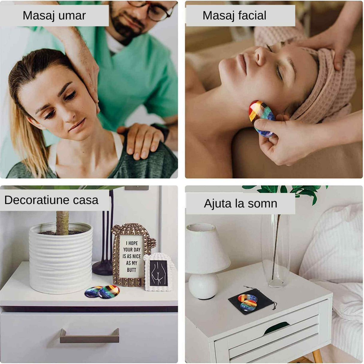 Forma ovala din pietre semipretioase 7 chakre pentru degetul mare