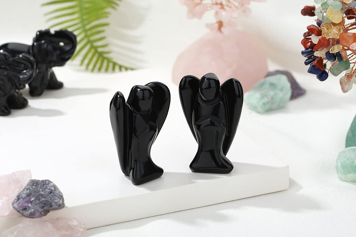 Figurina 5 cm inger din cristal vindecator Obsidian