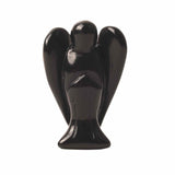 Figurina 5 cm inger din cristal vindecator Obsidian - Sculptura manuala din piatra naturala lustruita - Decor pentru camera birou cu energie reiki pentru femei barbati - Copie