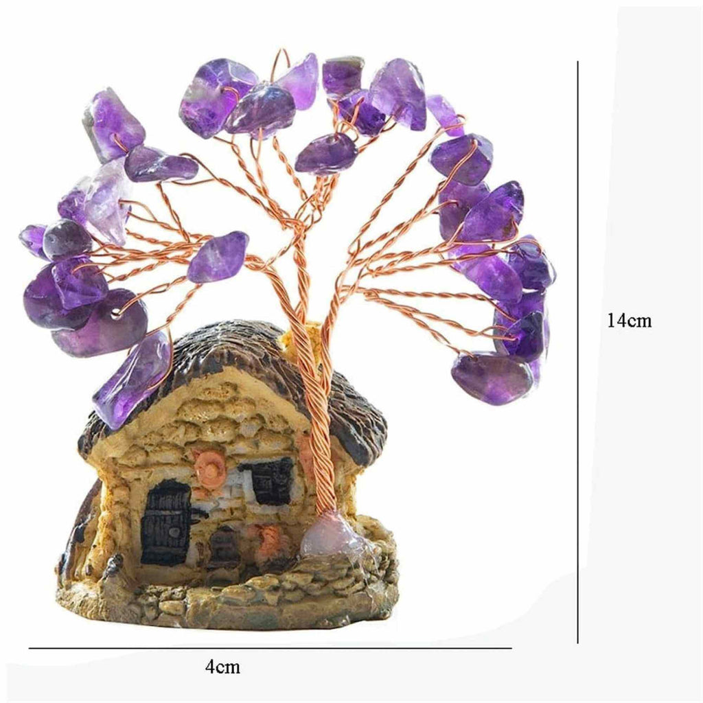 Figurina casuta cu ramuri din cristale naturale Ametist