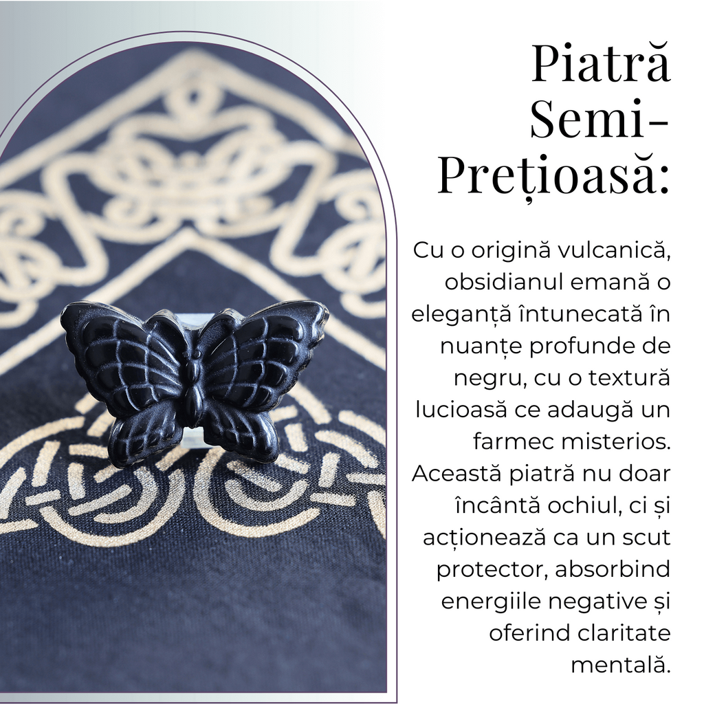 Figurina Fluture din Obsidian Natural, 5 cm