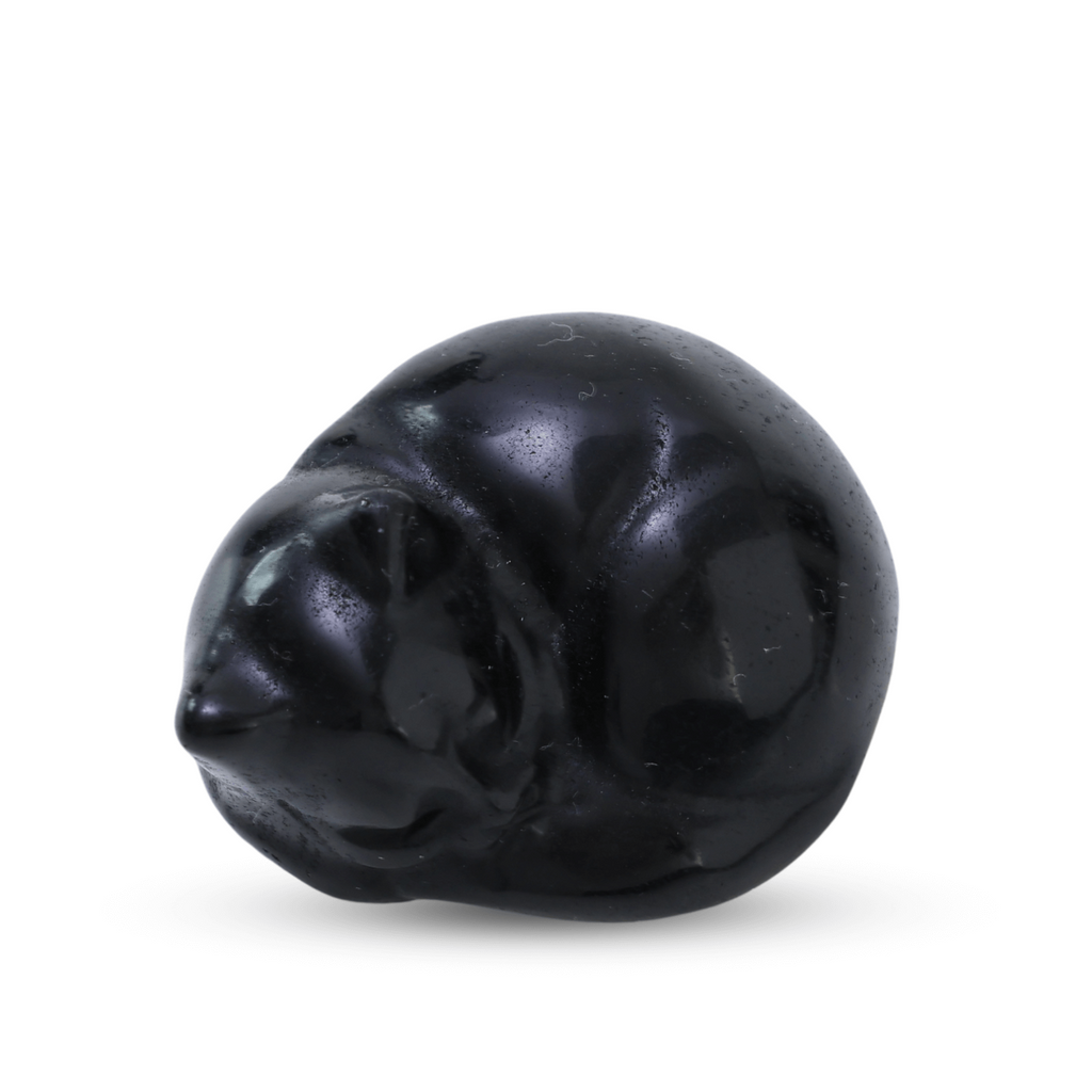 Figurina Pisicuta Adormita 4 cm din Obsidian Natural