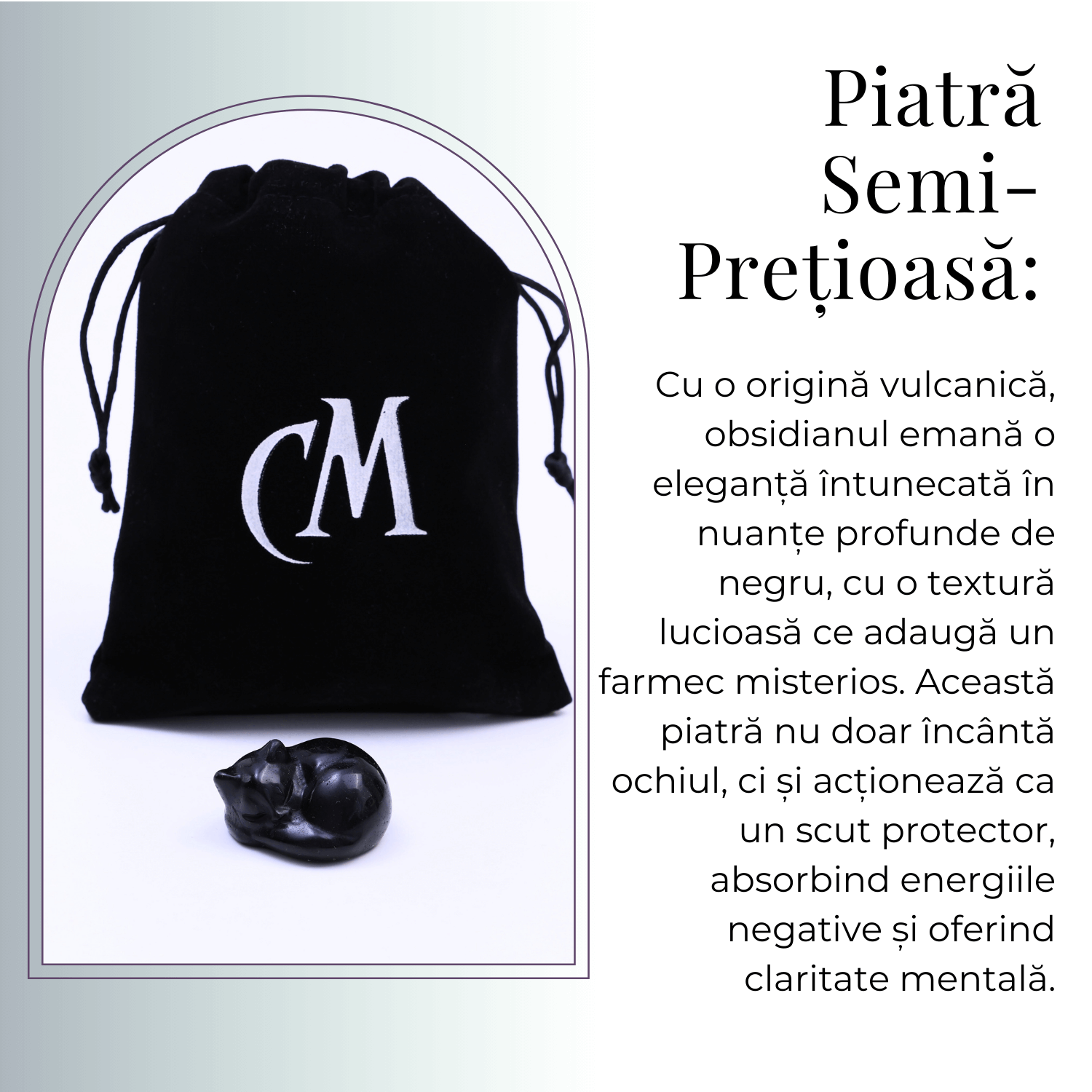 Figurina Pisicuta Adormita 4 cm din Obsidian Natural